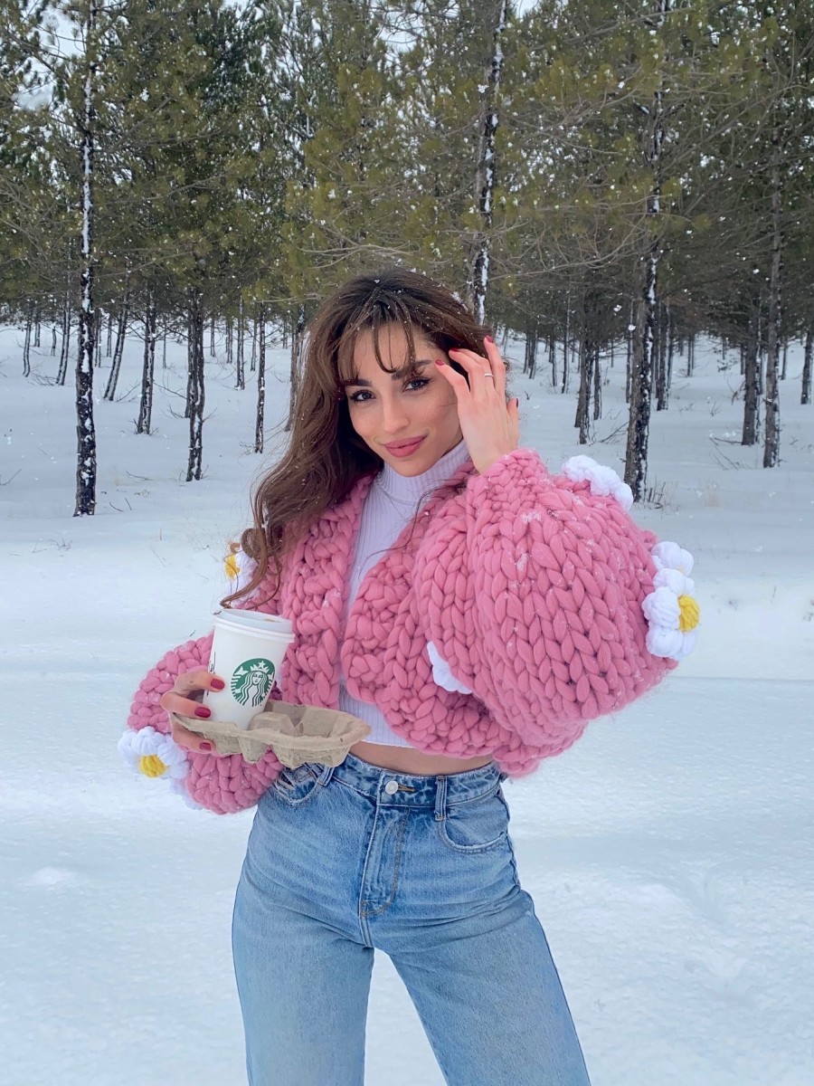 Daisy - Açık Pembe Örgü Ceket