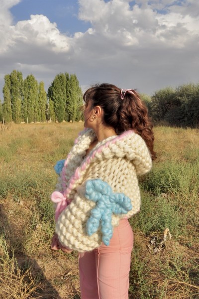 Cotton Candy | Kapüşonlu Örgü Hırka