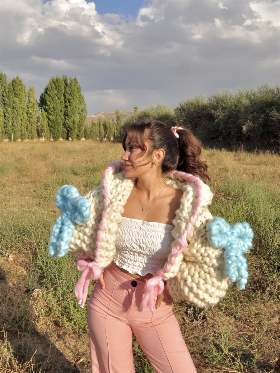 Cotton Candy | Kapüşonlu Örgü Hırka