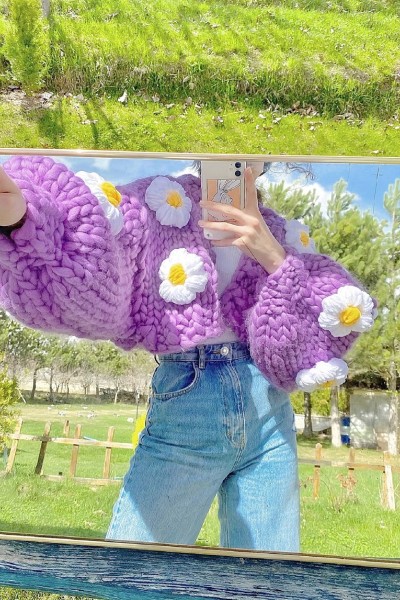 Daisy - Lila Örgü Ceket