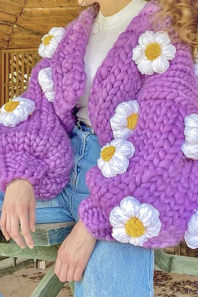 Daisy - Lila Örgü Ceket
