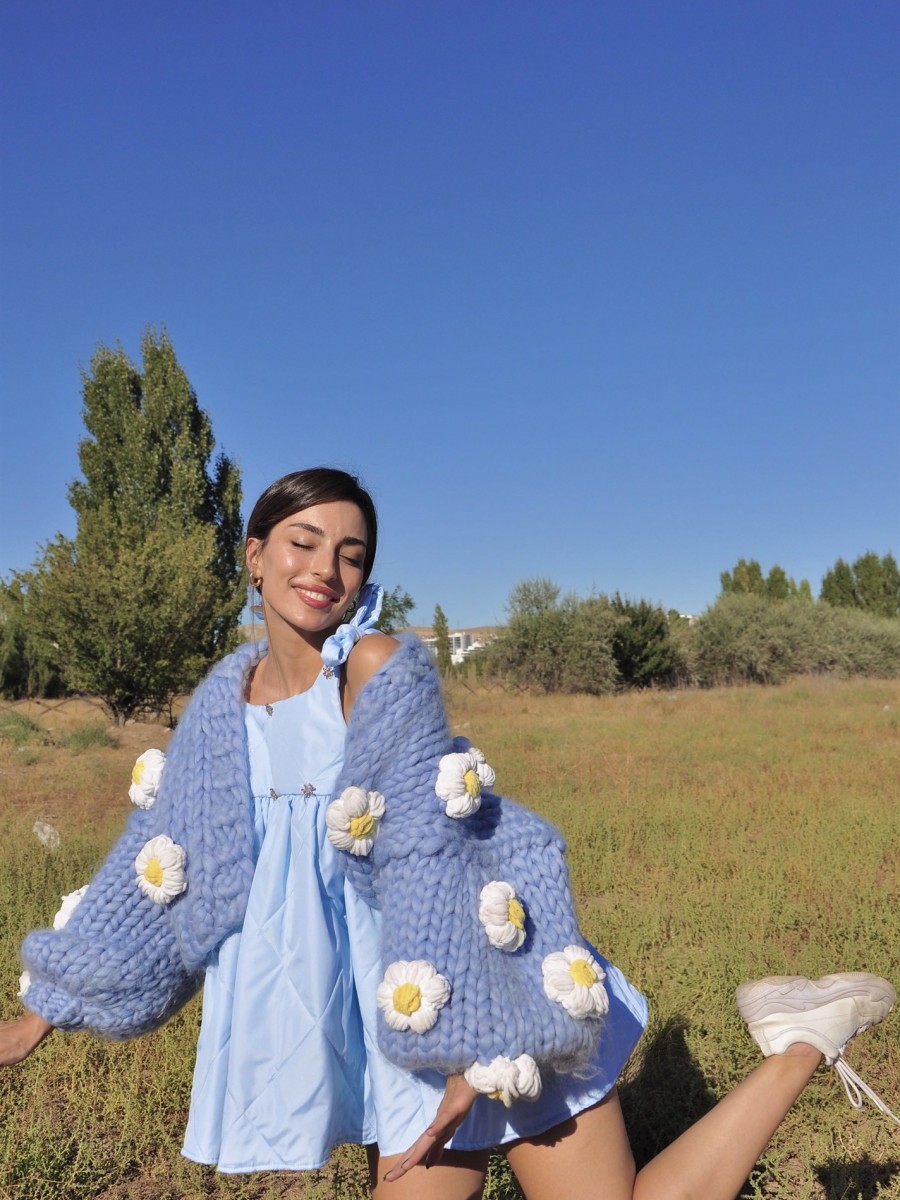 Daisy - Mavi Örgü Ceket