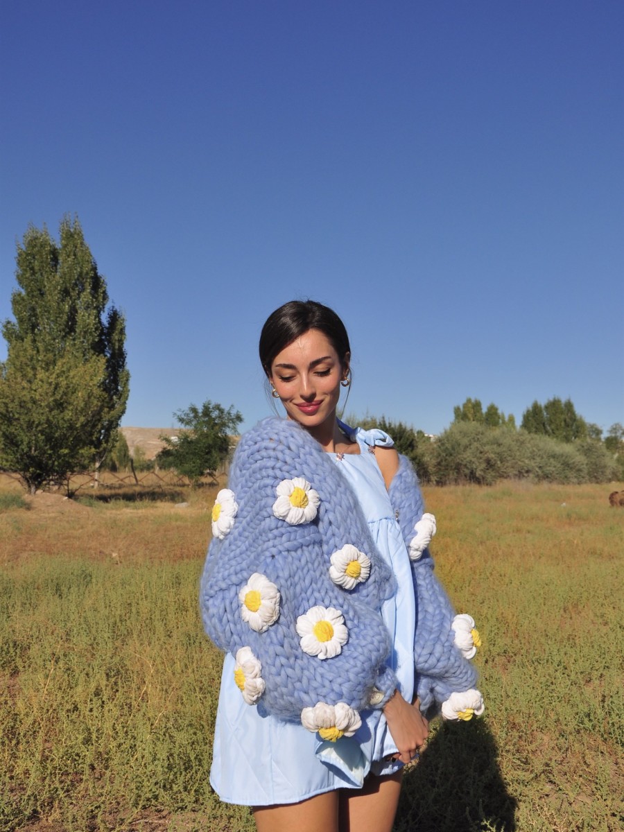 Daisy - Mavi Örgü Ceket