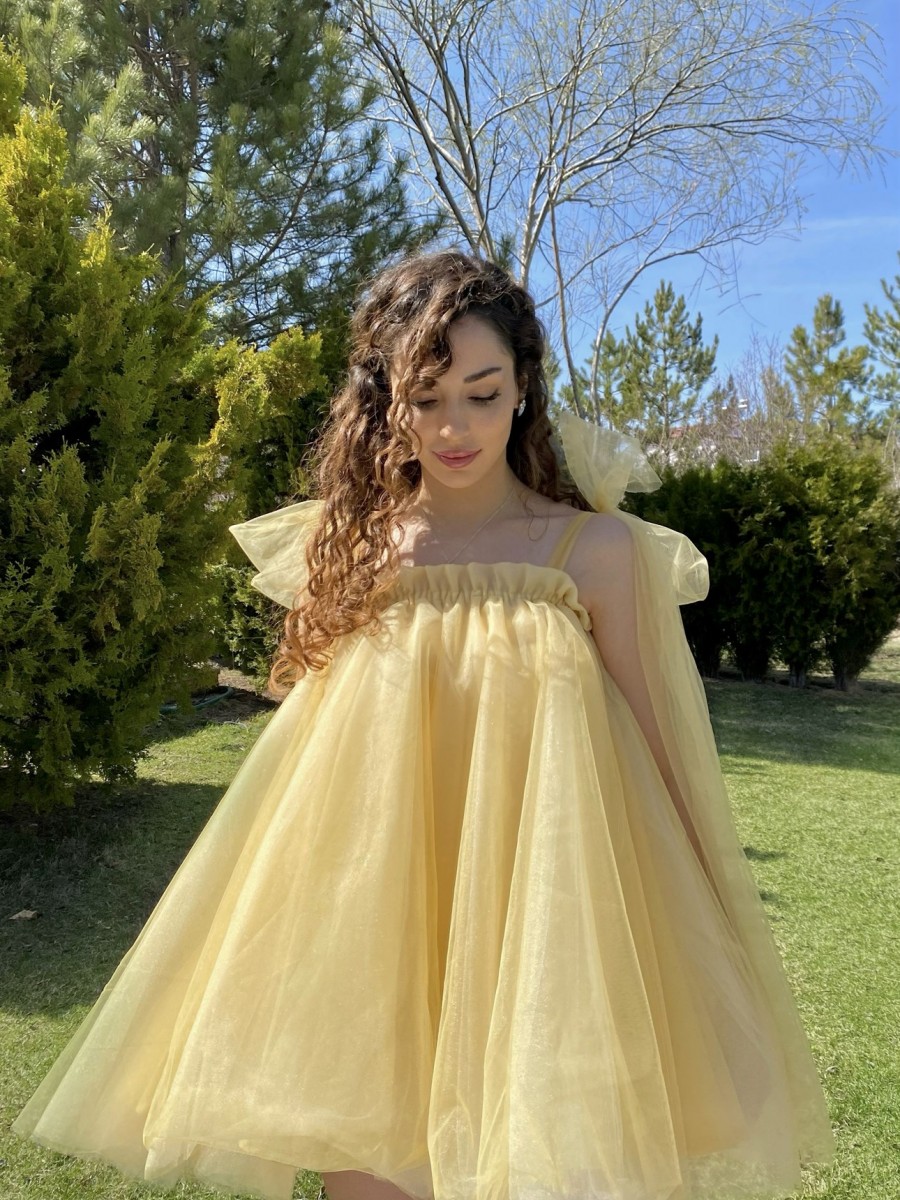 Fairy Kabarık Elbise | Açık Sarı