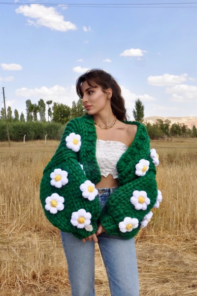 Daisy - Yeşil Örgü Ceket