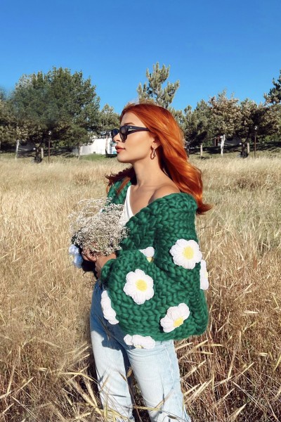 Daisy - Yeşil Örgü Ceket