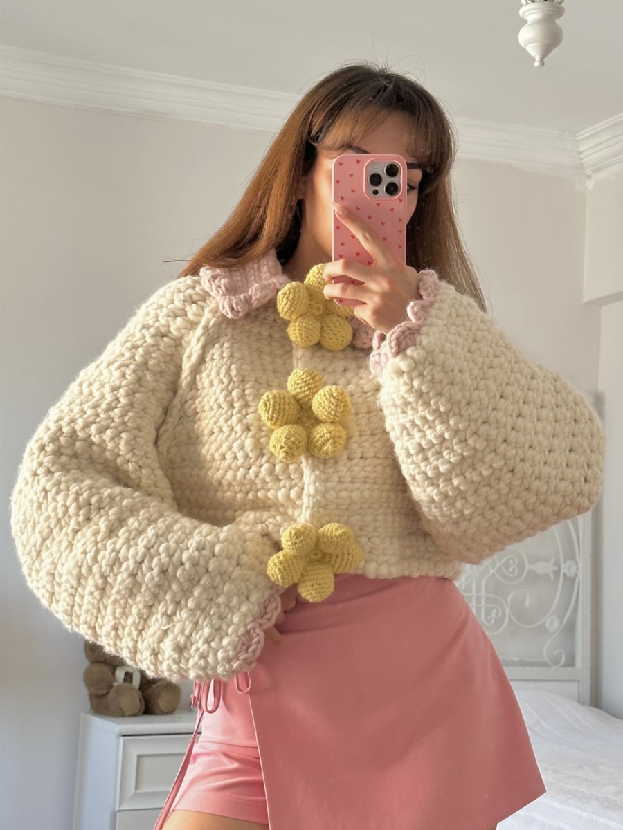 Pink Blossom Handmade Wool Coat