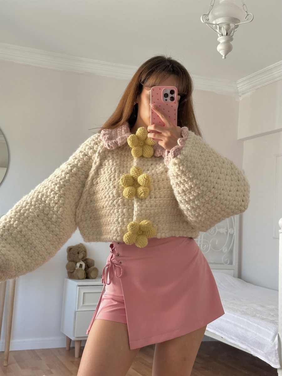 Pink Blossom Handmade Wool Coat