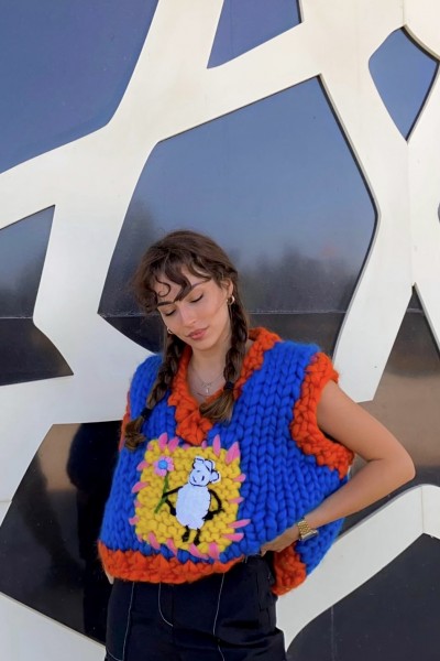 Oversized Sheep Knit Vest